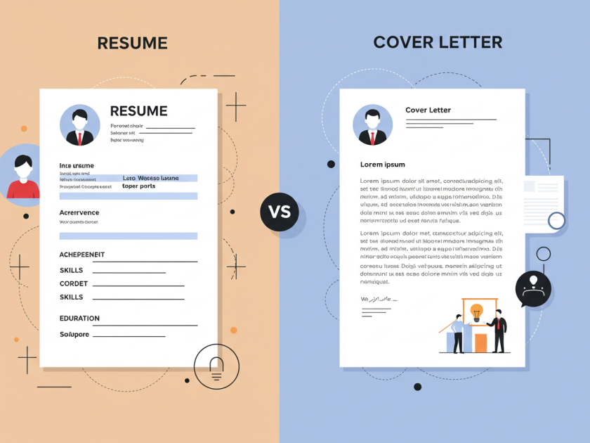 Visual comparing the purpose of a resume vs. a cover letter | JobHun