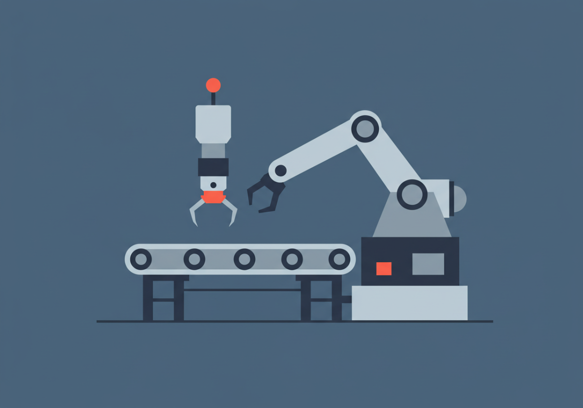 Flat icon of industrial machinery representing capital goods sector | JobHun