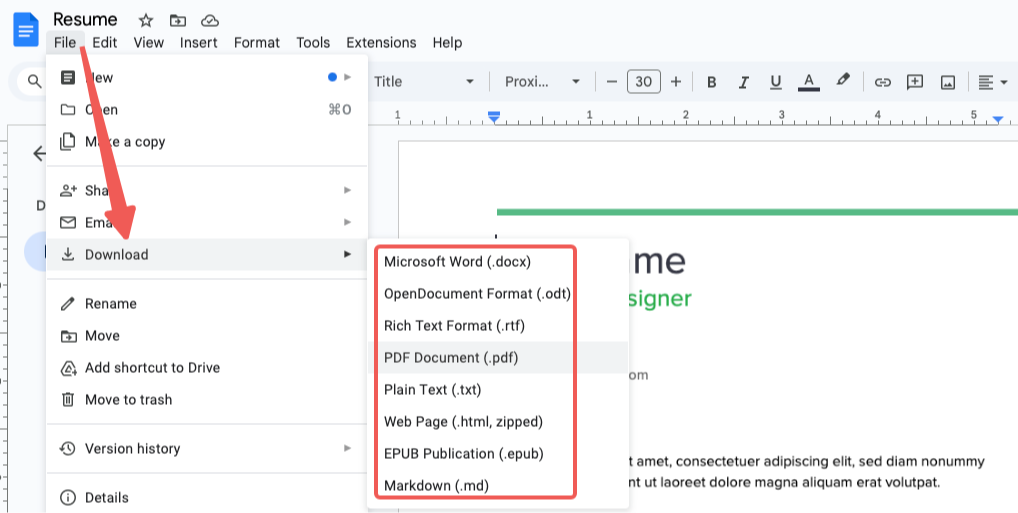 Save PDF From Google Docs